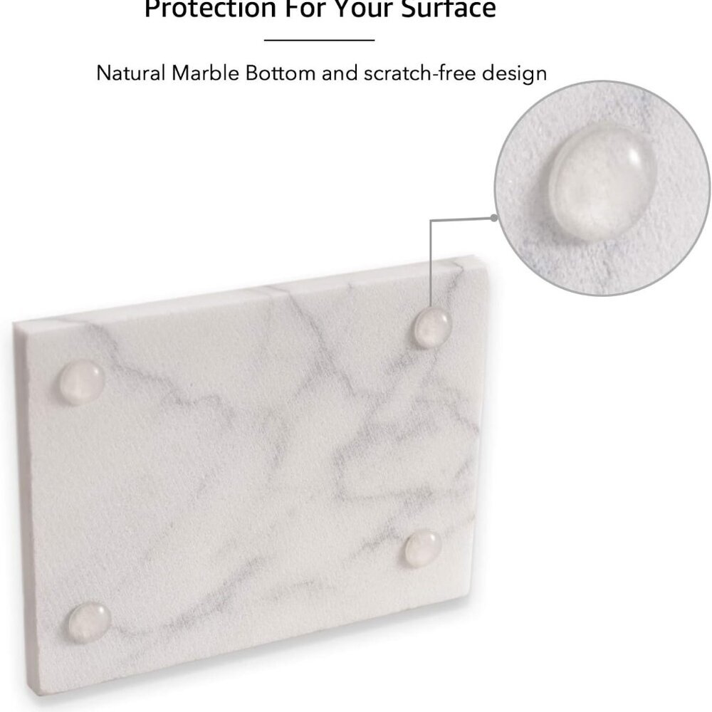 White Marble Soap Dish Holder Jewelry Ring Tray Sink Dish Sponge Holder for Bath - Picture 5 of 6